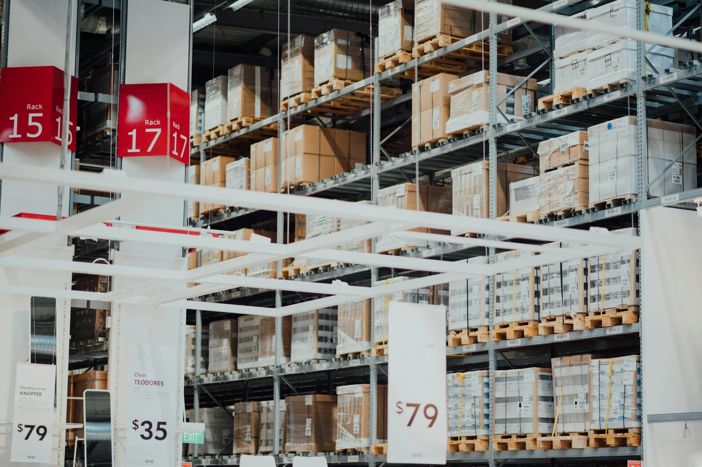 Modern warehouse with multi-layer storage racks showcasing logistics capabilities